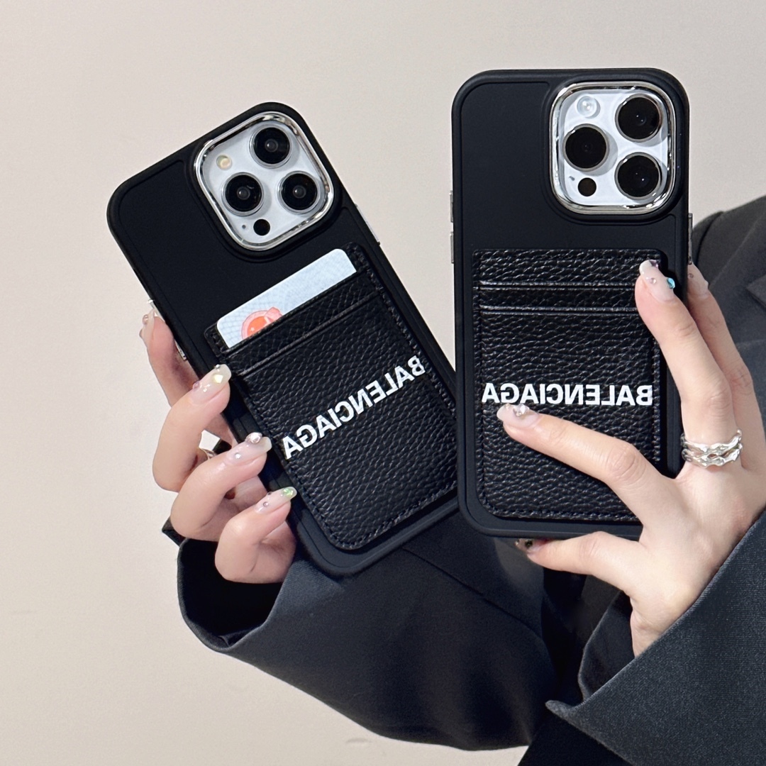 バレンシアガ 携帯ケース シンプル ブラック レディース&メンズ