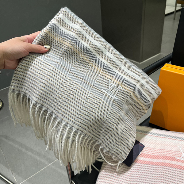 ルイ・ヴィトン LOUIS VUITTON マフラー レディース ベージュ/グレー/ピンク