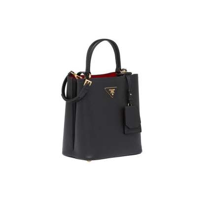 PRADA(プラダ) パニエ サフィアーノレザーバッグ ブラック ハンドバッグ ショルダーバッグ