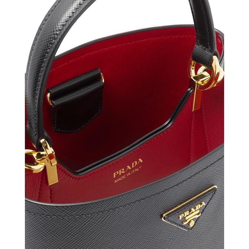 PRADA(プラダ) パニエ サフィアーノレザーバッグ ブラック ハンドバッグ ショルダーバッグ