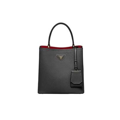 PRADA(プラダ) パニエ サフィアーノレザーバッグ ブラック ハンドバッグ ショルダーバッグ