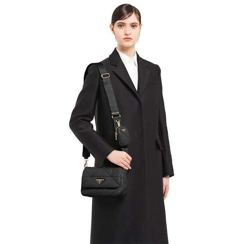 PRADA(プラダ) システムナッパレザーパッチワークバッグ ショルダーバッグ ブラック