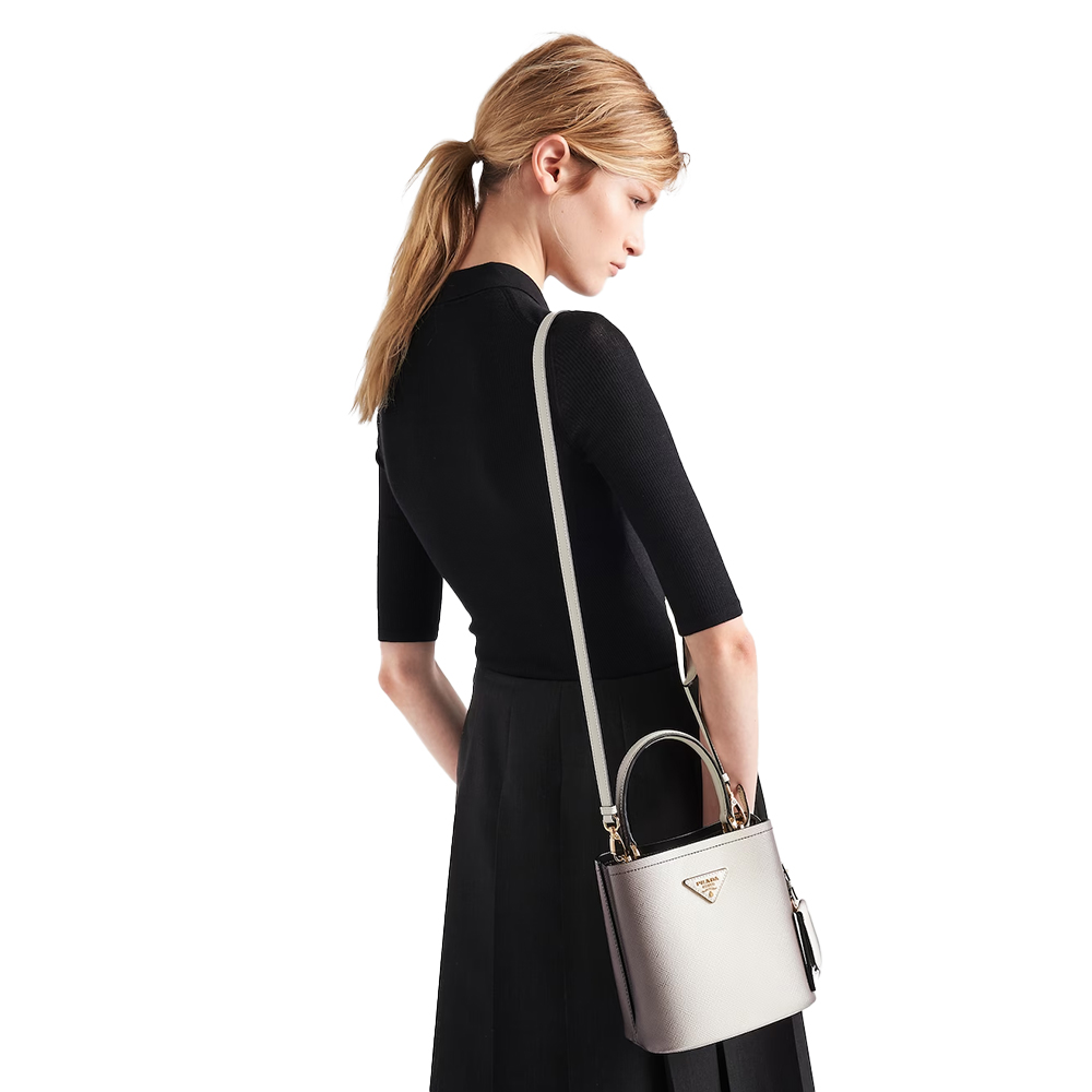 PRADA(プラダ) プラダ パニエ サフィアーノレザー スモールバッグ スフマート ホワイト  ハンドバッグ ショルダーバッグ