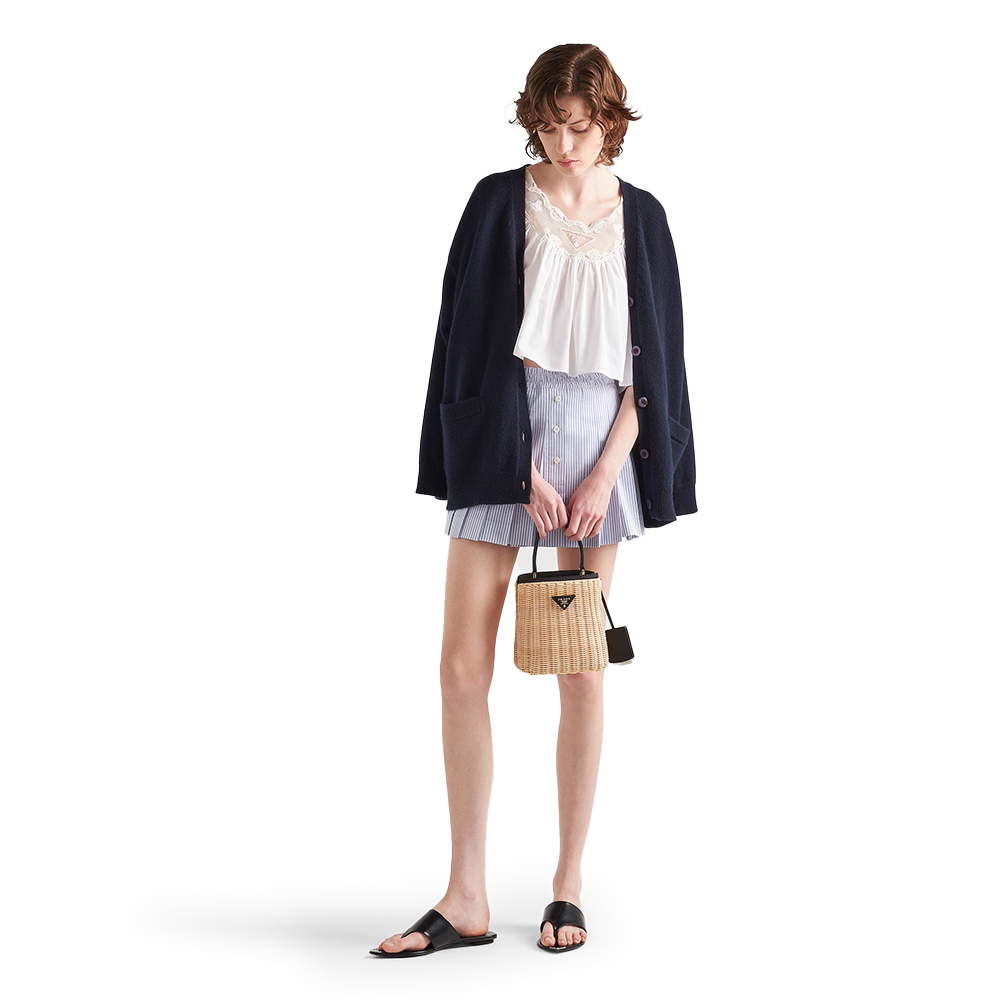 PRADA(プラダ) プラダ パニエ ウィッカーxキャンバス バッグ