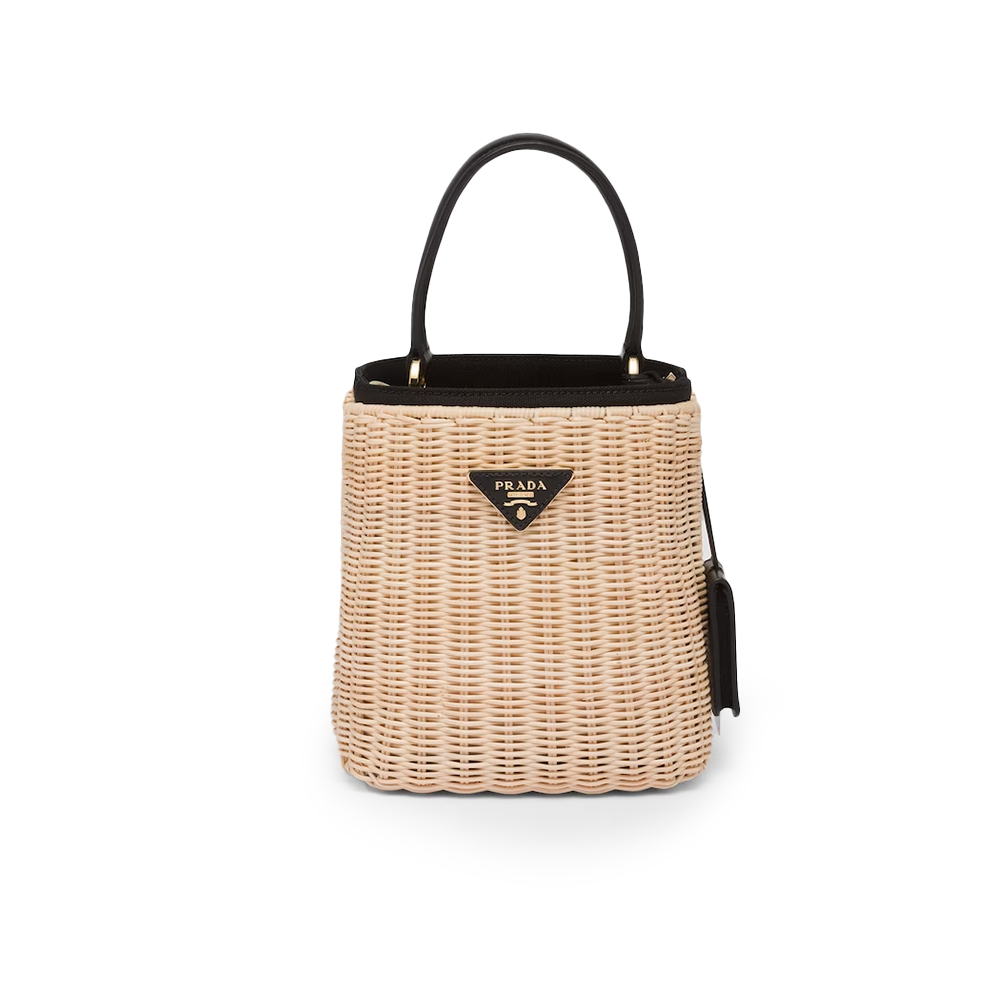 PRADA(プラダ) プラダ パニエ ウィッカーxキャンバス バッグ