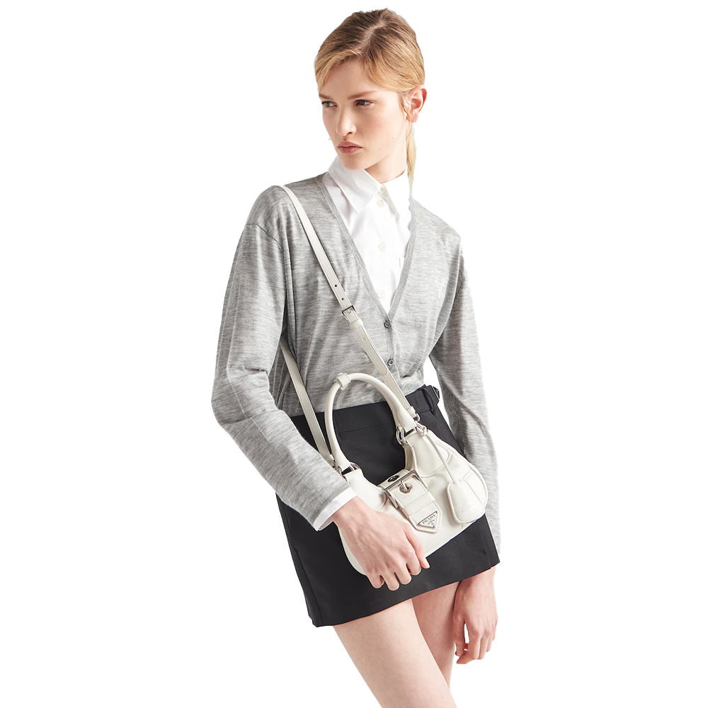 PRADA(プラダ) プラダ ムーン パデッドナッパレザー バッグ ホワイト ハンドバッグ