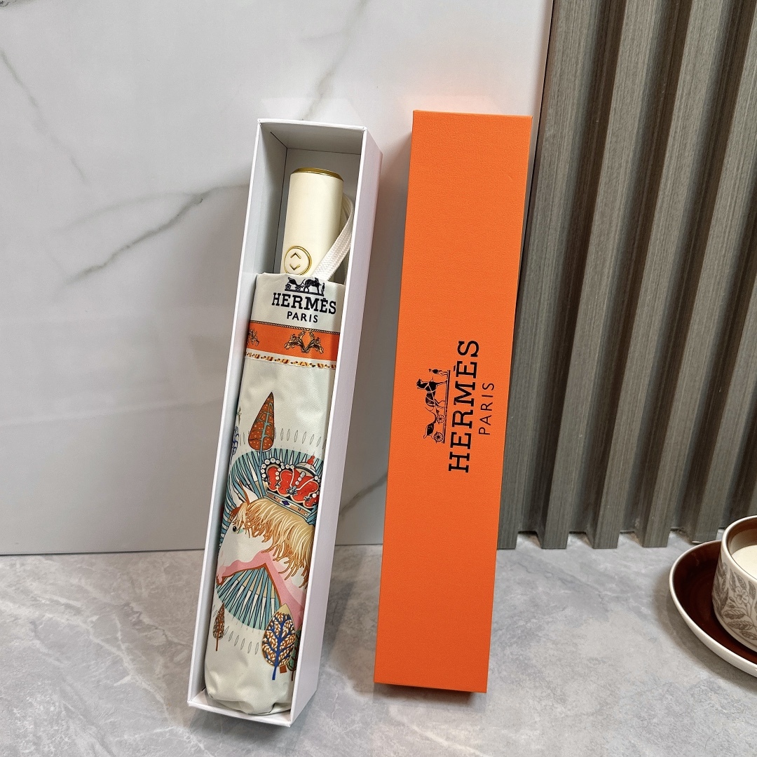 エルメス（HERMES）晴雨兼用 傘 日傘 自動折り たたみ傘 レディース メンズ
