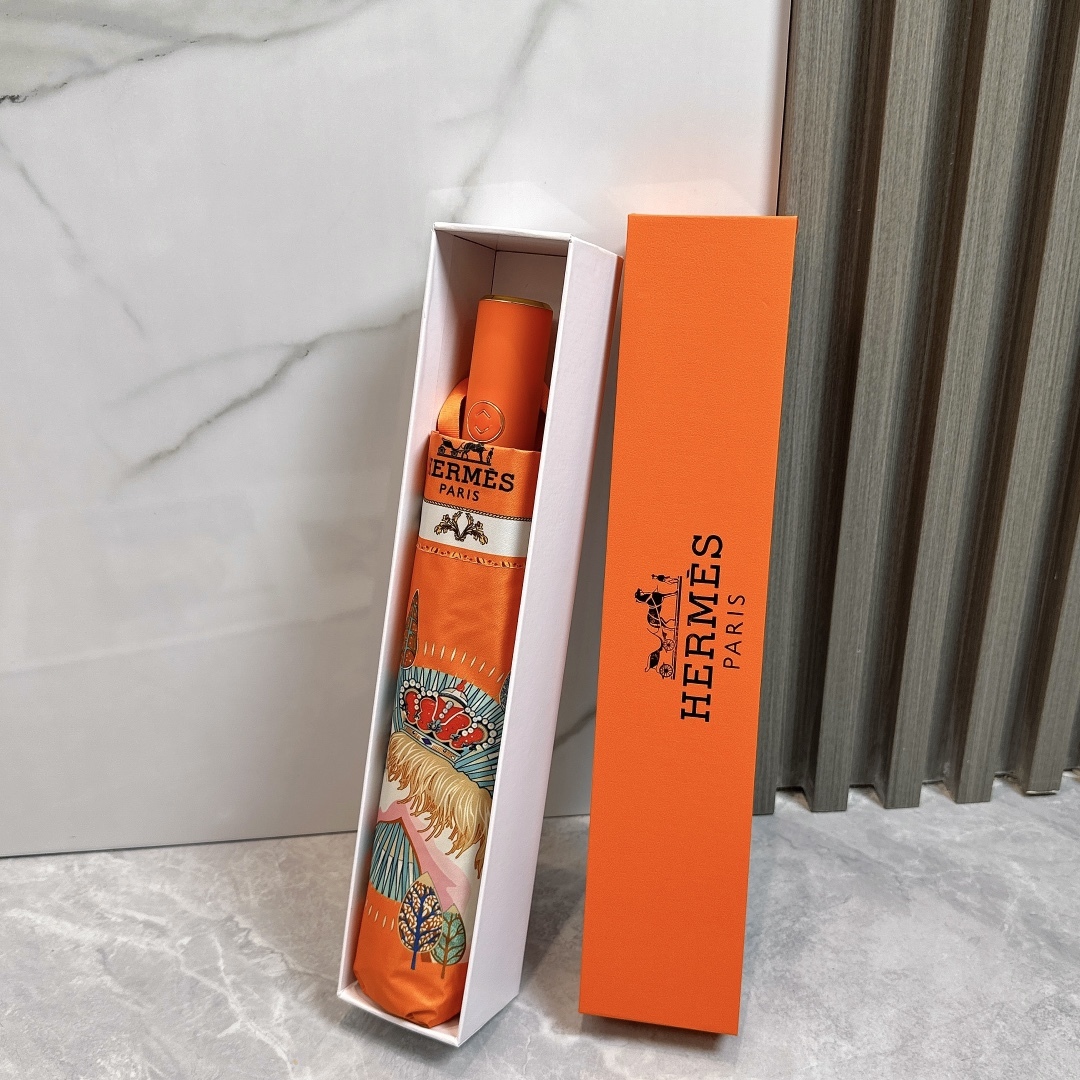 エルメス（HERMES）晴雨兼用 傘 日傘 自動折り たたみ傘 レディース メンズ