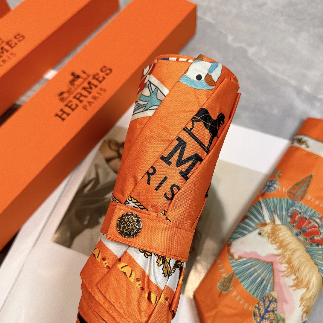 エルメス（HERMES）晴雨兼用 傘 日傘 自動折り たたみ傘 レディース メンズ