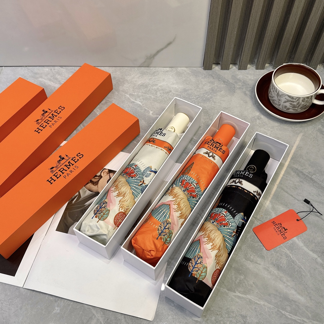 エルメス（HERMES）晴雨兼用 傘 日傘 自動折り たたみ傘 レディース メンズ