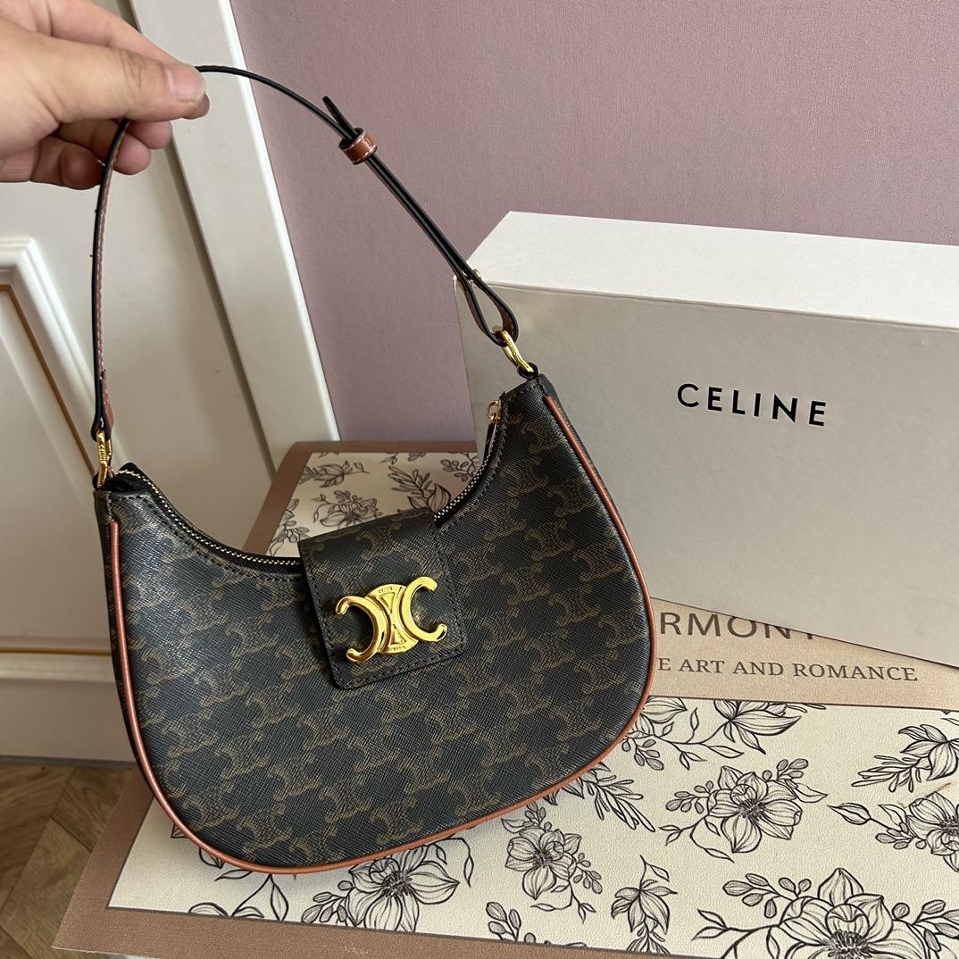 【CELINE】ミディアム AVA トリオンフ キャンバス ソフトバッグ ショルダーバッグ レディース