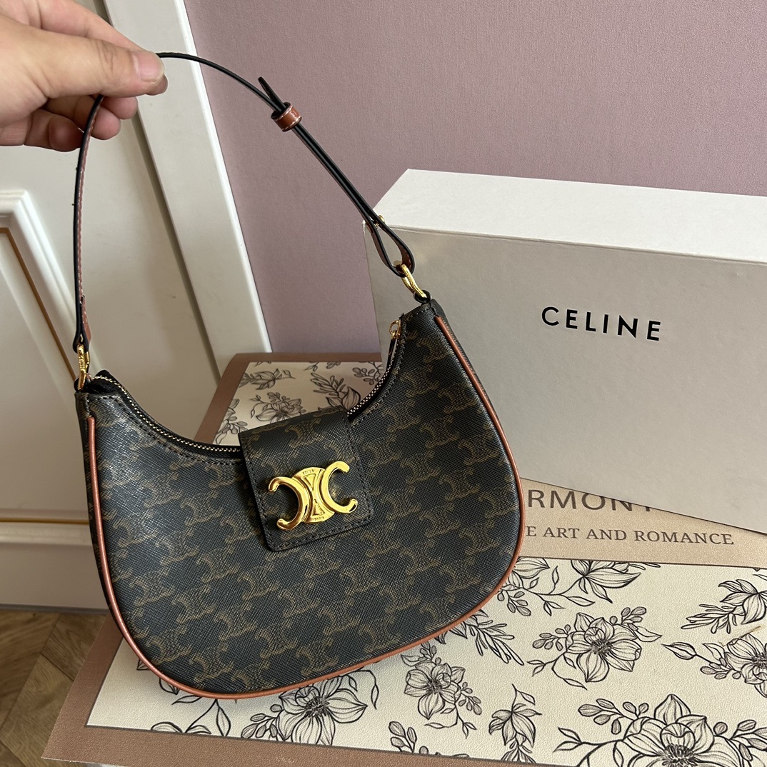 【CELINE】ミディアム AVA トリオンフ キャンバス ソフトバッグ ショルダーバッグ レディース