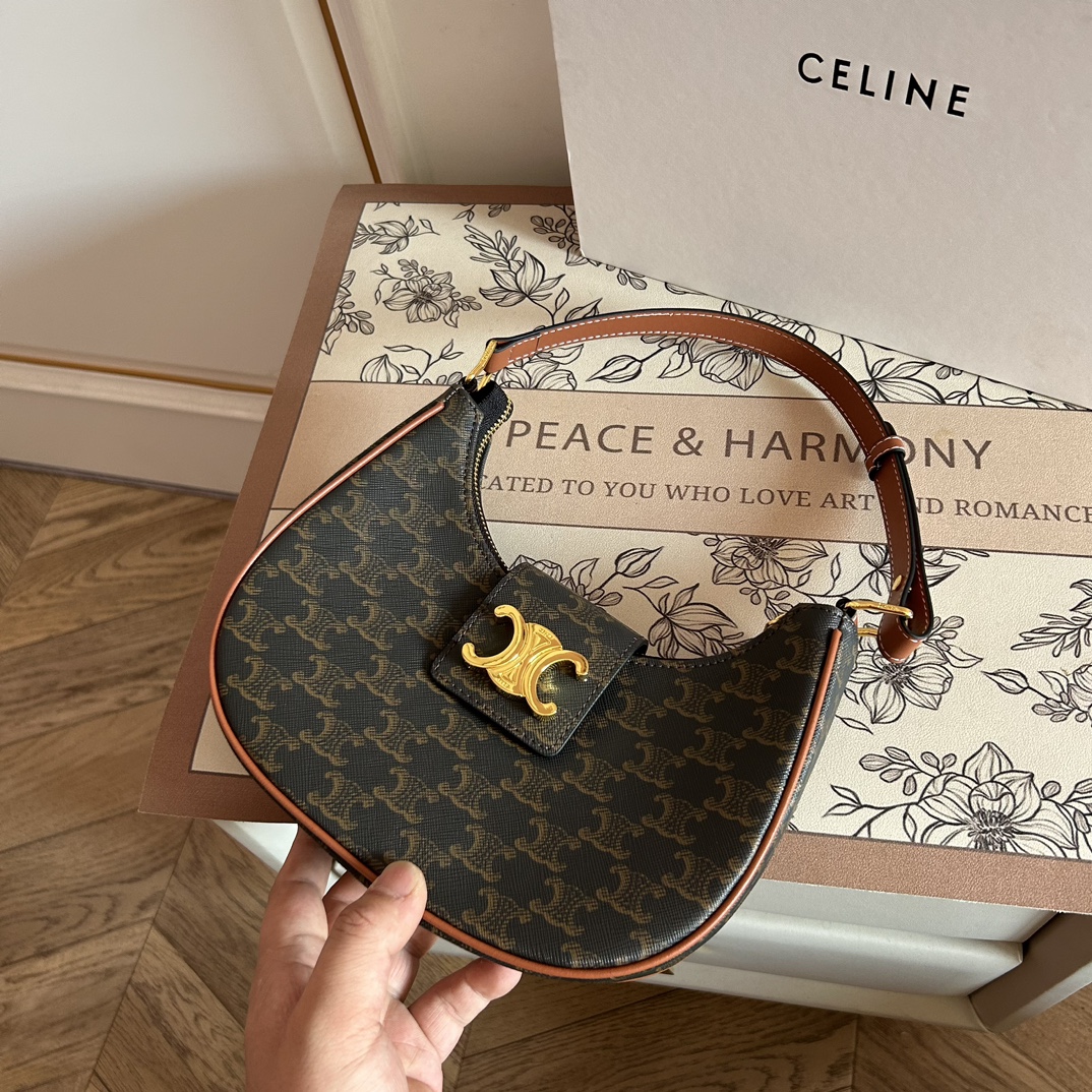 【CELINE】ミディアム AVA トリオンフ キャンバス ソフトバッグ ショルダーバッグ レディース