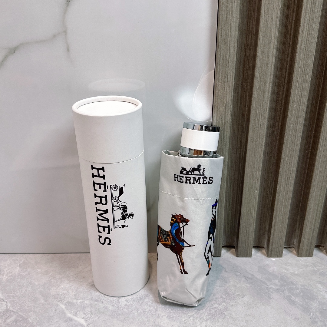 エルメス（HERMES）晴雨兼用 傘 日傘 自動折り たたみ傘 2色 レディース