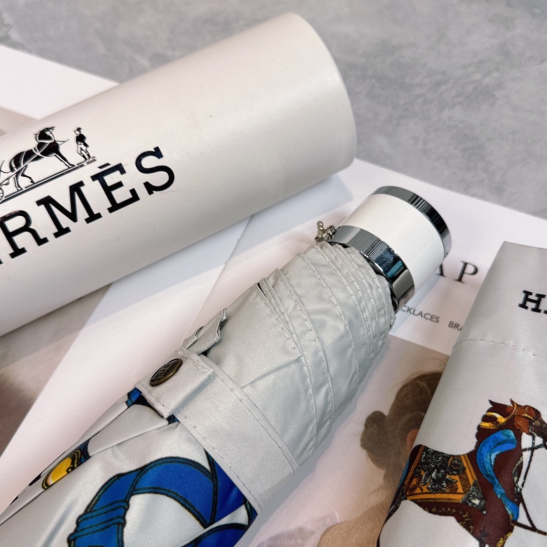 エルメス（HERMES）晴雨兼用 傘 日傘 自動折り たたみ傘 2色 レディース