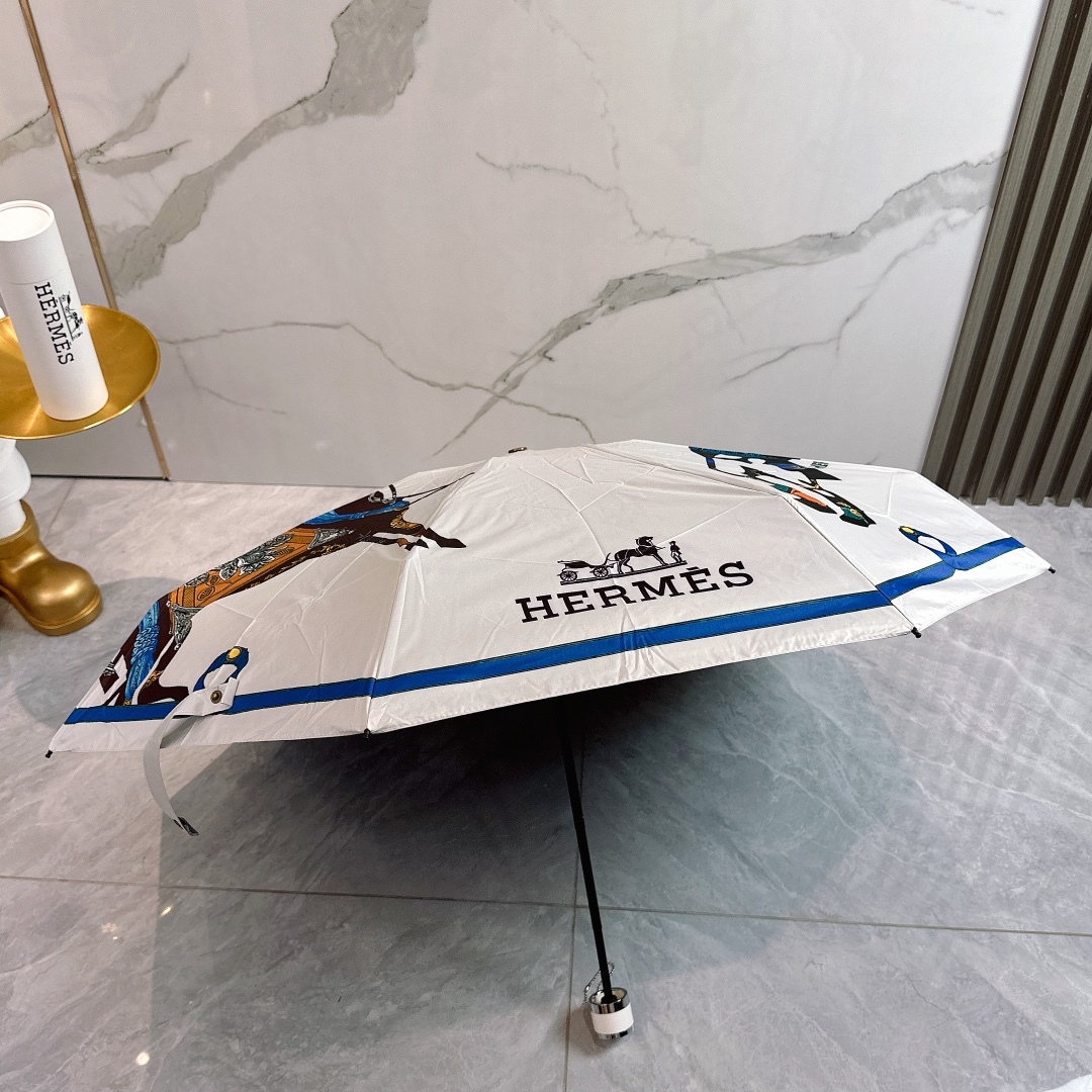 エルメス（HERMES）晴雨兼用 傘 日傘 自動折り たたみ傘 2色 レディース