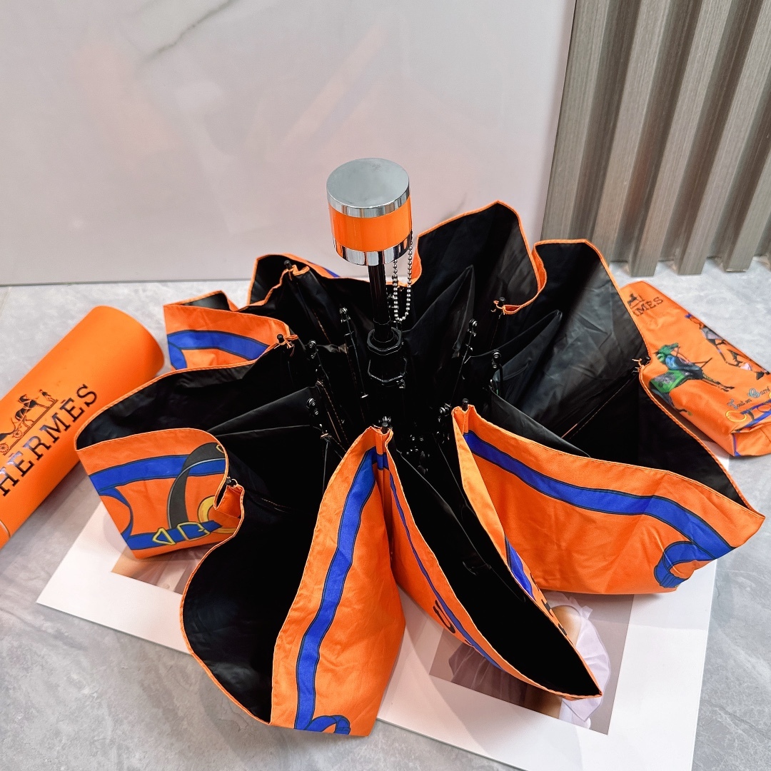 エルメス（HERMES）晴雨兼用 傘 日傘 自動折り たたみ傘 2色 レディース