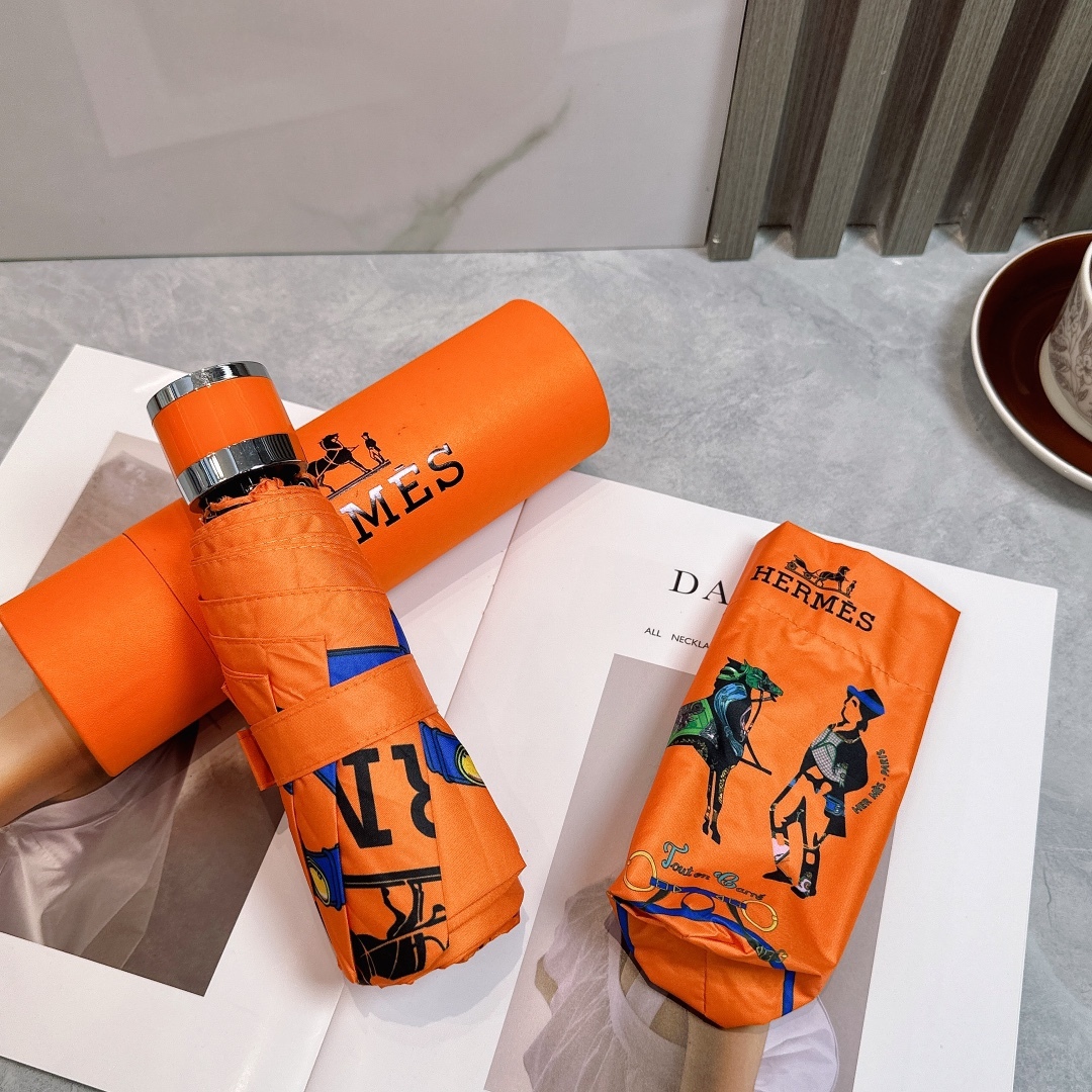 エルメス（HERMES）晴雨兼用 傘 日傘 自動折り たたみ傘 2色 レディース