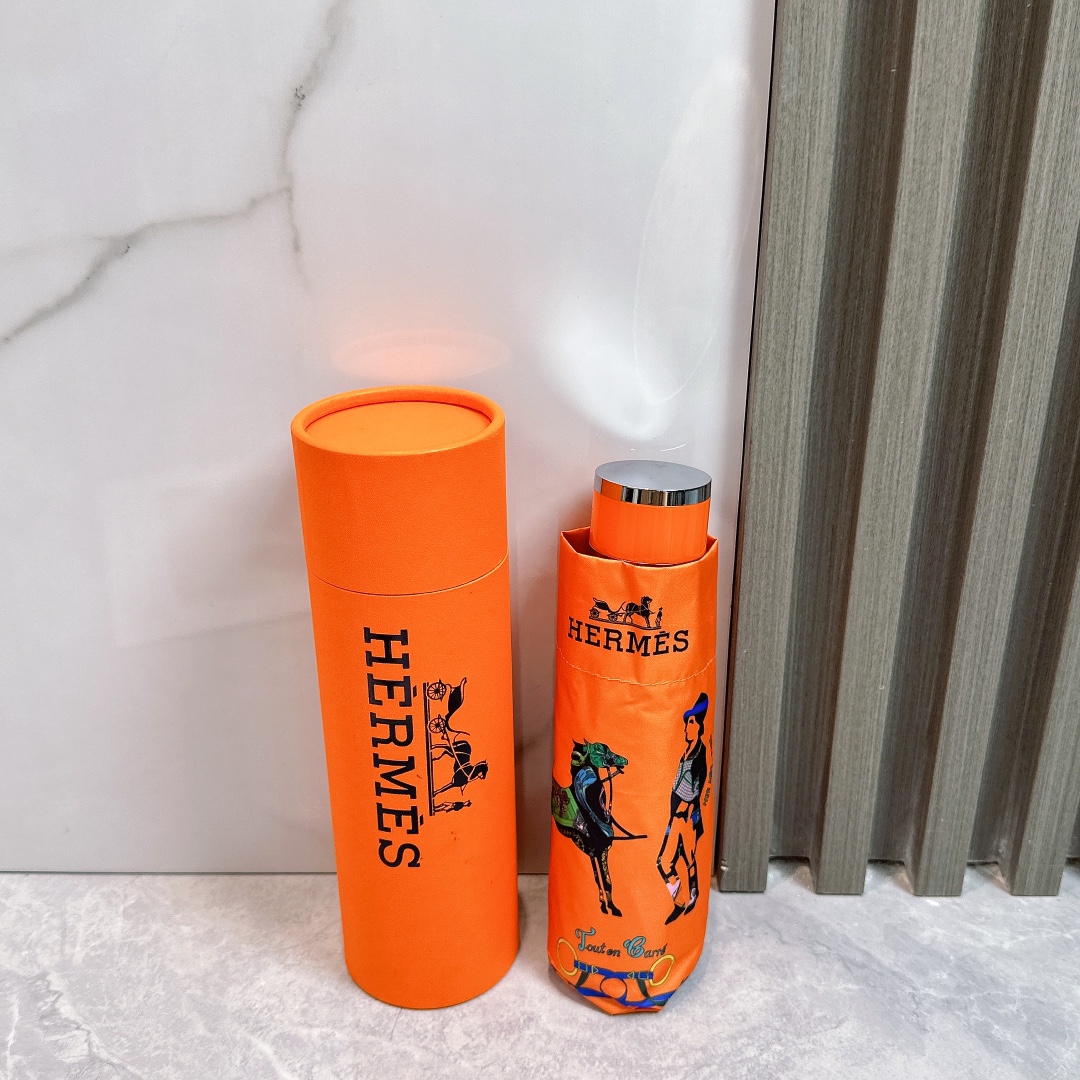 エルメス（HERMES）晴雨兼用 傘 日傘 自動折り たたみ傘 2色 レディース