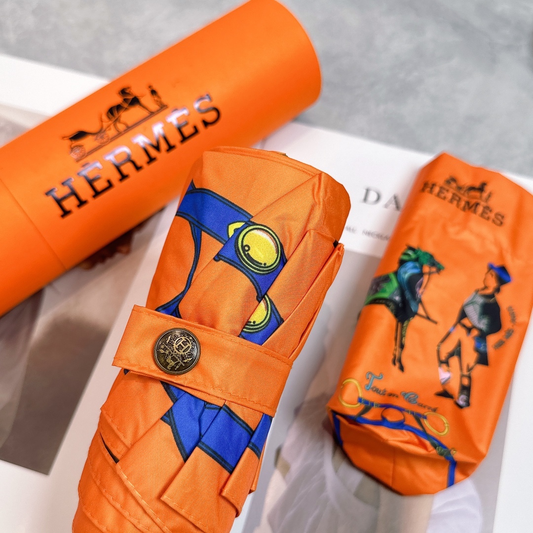 エルメス（HERMES）晴雨兼用 傘 日傘 自動折り たたみ傘 2色 レディース