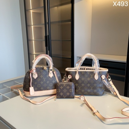 ルイヴィトン ハンドバッグ＋トートバッグ＋財布 お得セット 3点 ブラウン レディース