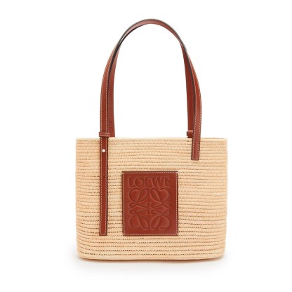 【LOEWE】ロエベ スクエア バスケットバッグ スモール /ラフィア&カーフ