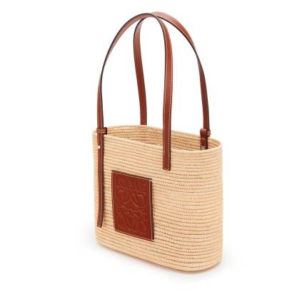 【LOEWE】ロエベ スクエア バスケットバッグ スモール /ラフィア&カーフ