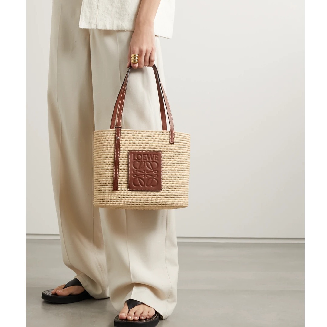 【LOEWE】ロエベ スクエア バスケットバッグ スモール /ラフィア&カーフ