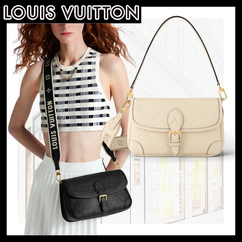LOUIS VUITTON ディアヌ DIANE アンプラント クリーム ブラック ショルダーバッグ レディース