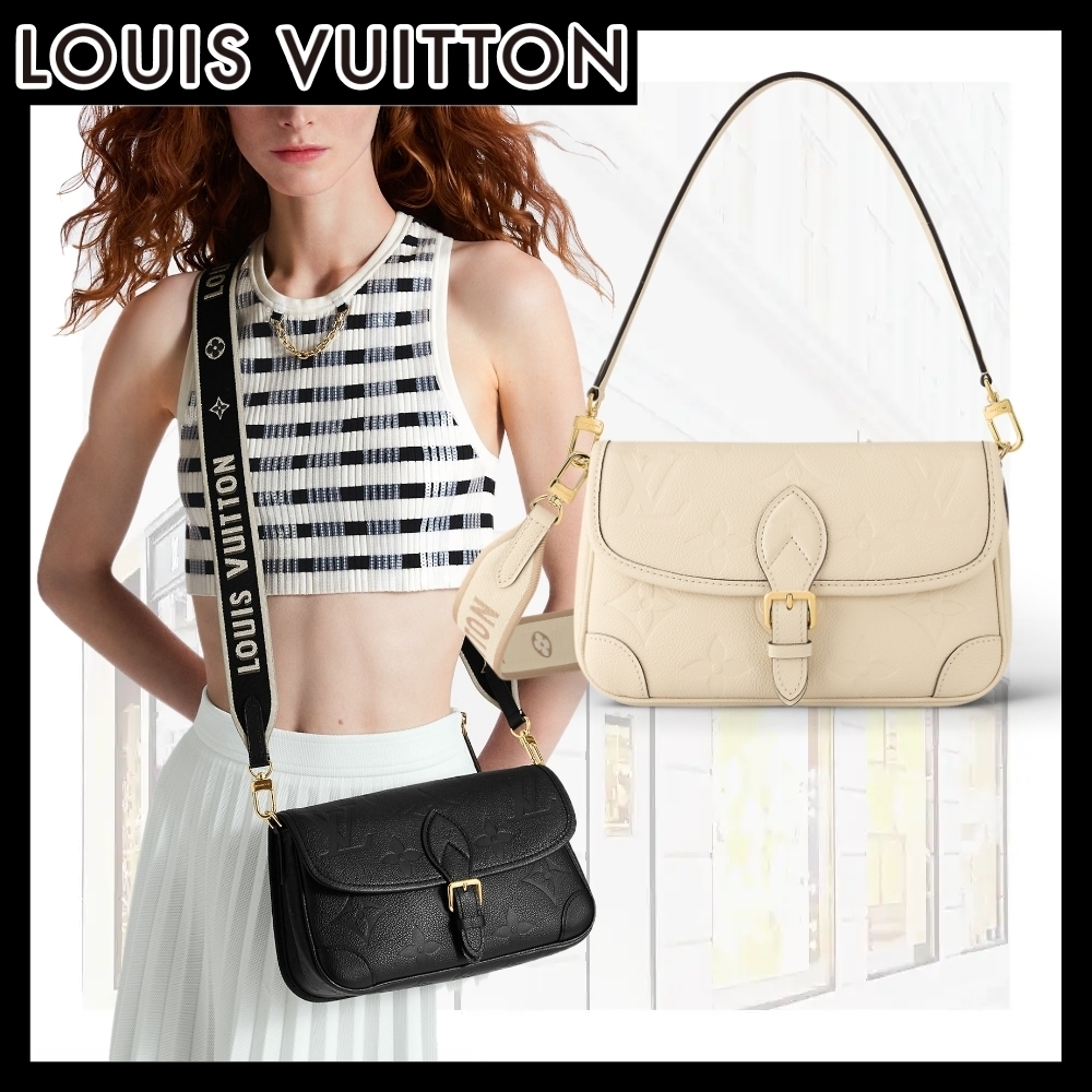LOUIS VUITTON ディアヌ DIANE アンプラント クリーム ブラック ショルダーバッグ レディース
