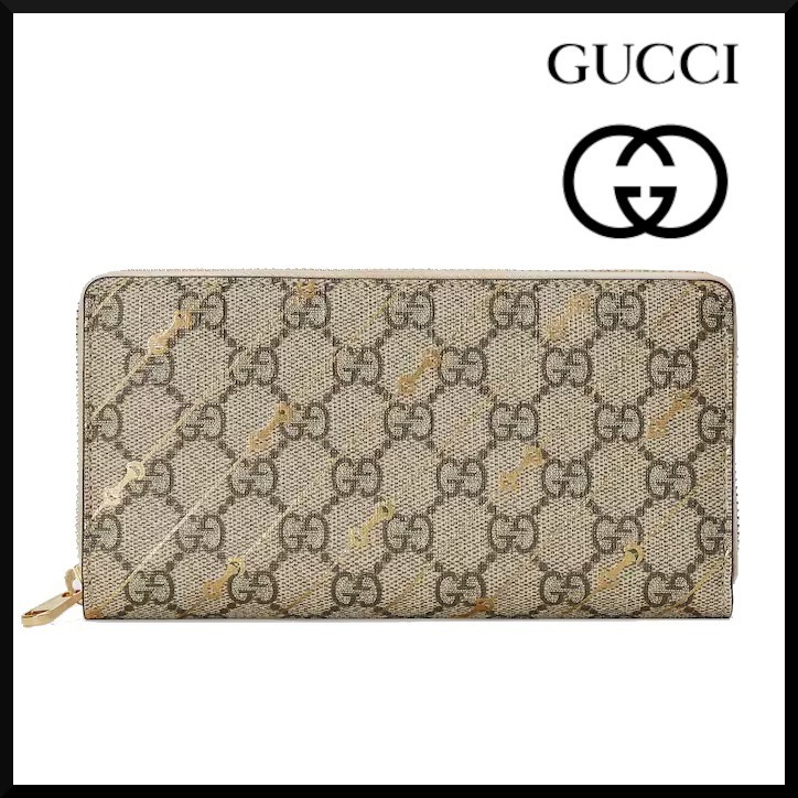 グッチ ホースビットプリント ジップウォレット 長財布 メンズ