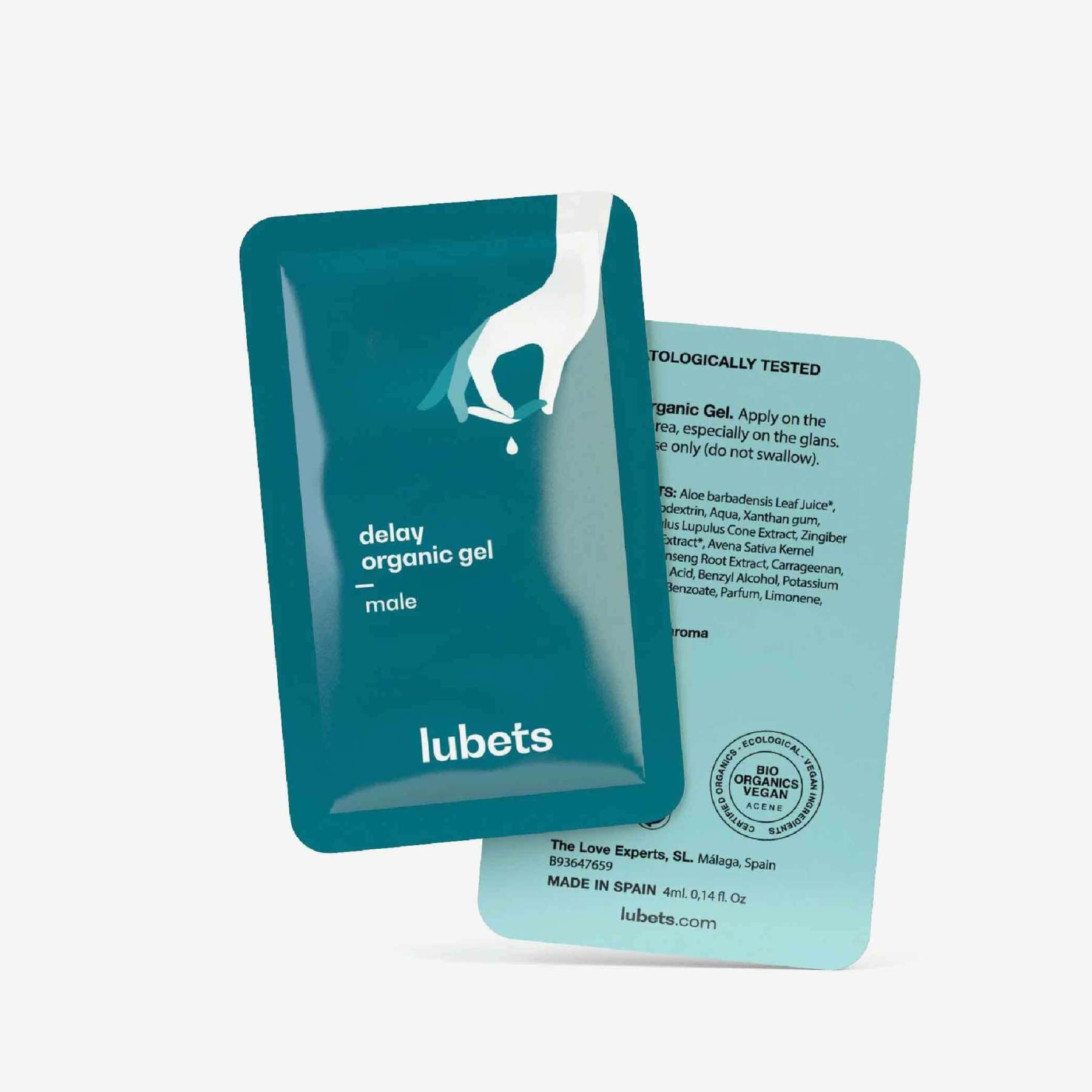 Lubets 男士持久延時凝膠，蘆薈與天然植物精華，清新薑與青檸香氣，4ml x 10 片單片設計，適合前戲使用。