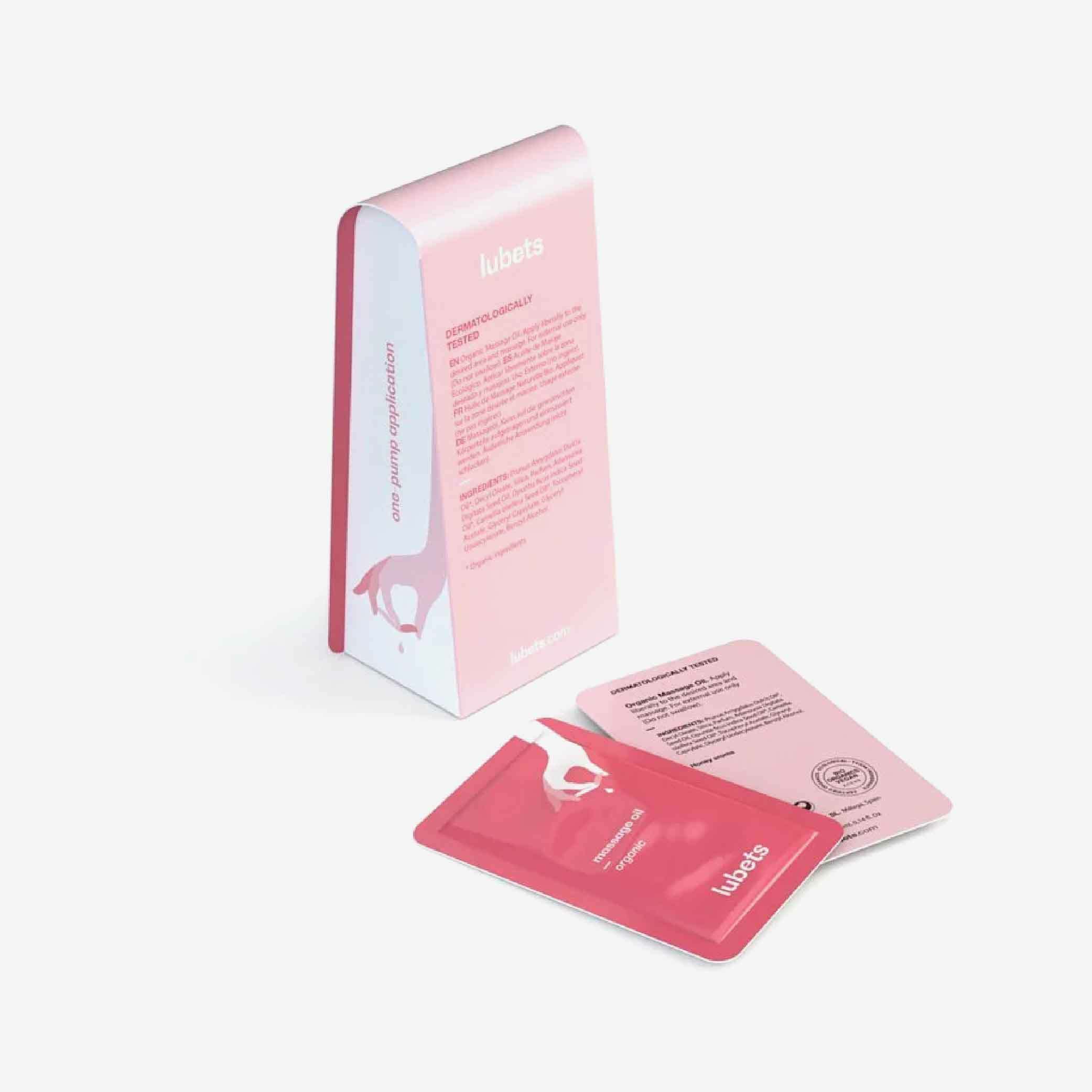 lubets 西班牙天然按摩油，4ml x 10 片，一次性包裝，低敏成分，蜜糖香氣，適合身體按摩與情感親密時光。