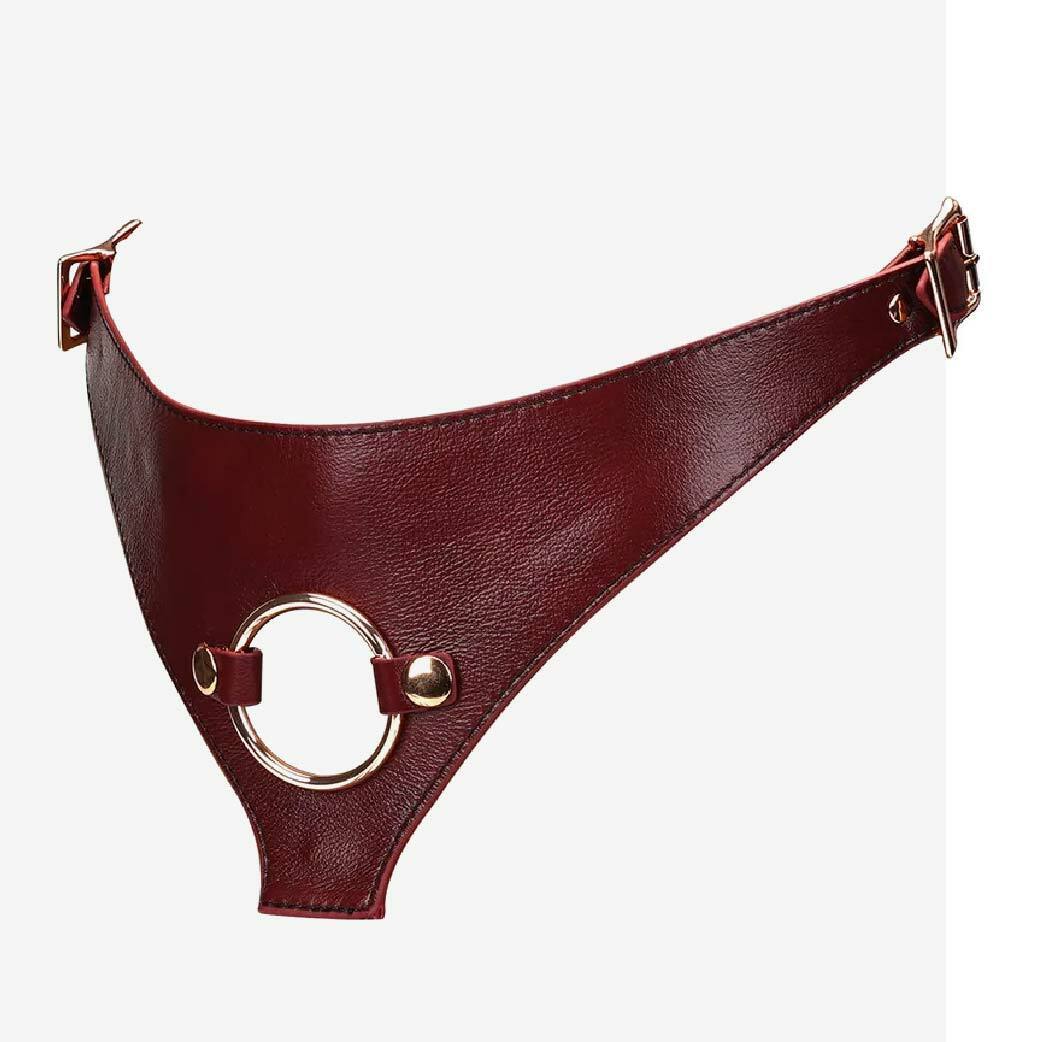 Liebe Seele Wine Red Deluxe 皮革穿戴式束帶，紅酒色牛皮，玫瑰金硬件，經典設計，提供舒適且穩定的佩戴體驗。