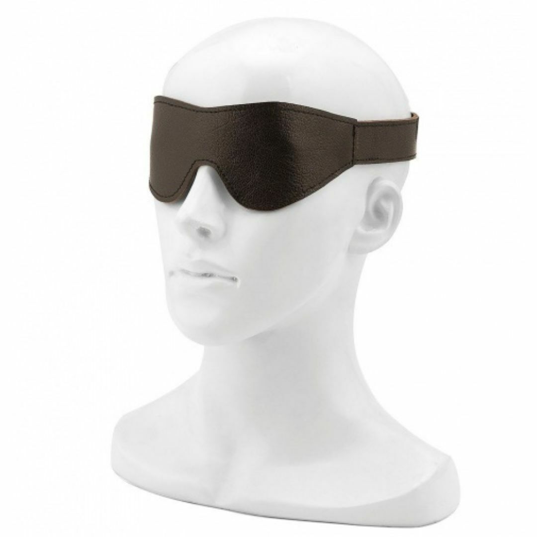 奢華 BDSM 皮革眼罩，Liebe Seele 山羊皮製，柔軟貼合眼部，酒紅/黑色款，全視野剝奪設計，增強感官刺激。