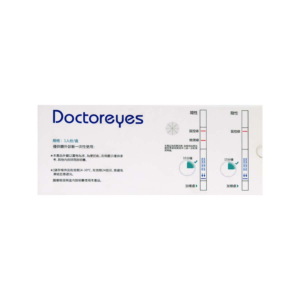 Doctoreyes 家用愛滋病病毒 (HIV) 1/2 快速檢測 口腔黏液檢驗器-SING DR