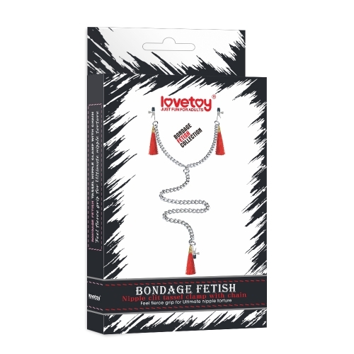 Lovetoy 流蘇乳頭夾連陰唇夾 紅色