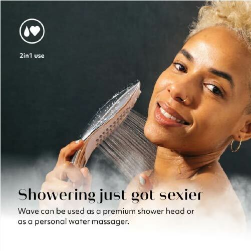 便攜式 Womanizer Wave 陰蒂花灑，EcoSmart節水技術，3種水壓模式，設計符合人體工程學。