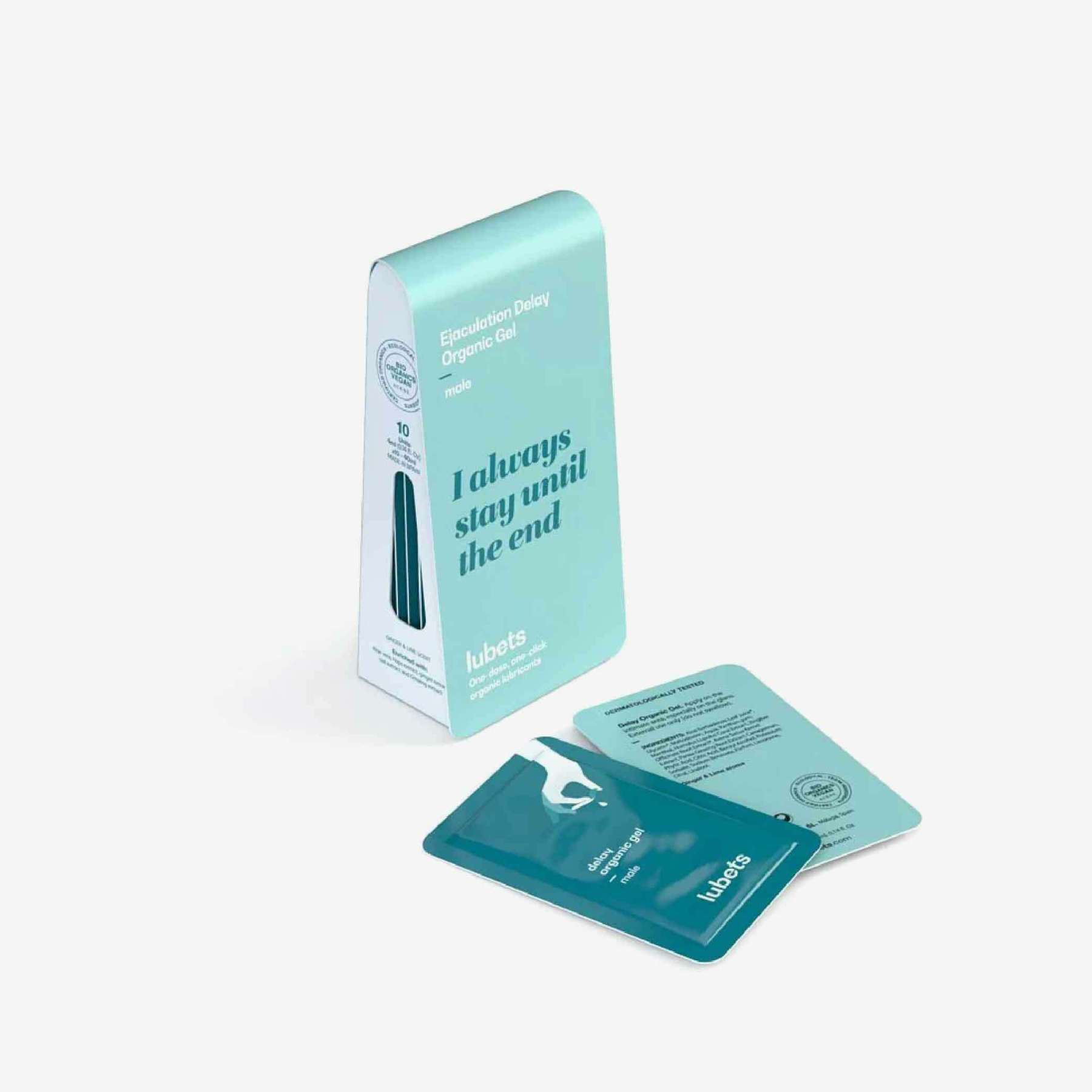 Lubets 天然有機男士延時凝膠，4ml 單片包裝，延遲射精，提升持久力，pH 低敏配方，西班牙製造，輕便易攜。