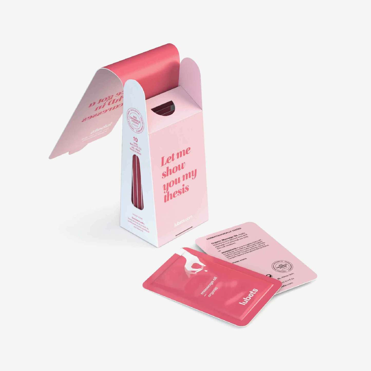 有機暖感按摩油隨身包，含甜杏仁油與刺梨油，溫暖放鬆肌膚，單片設計攜帶便利，適合情侶與個人護理。