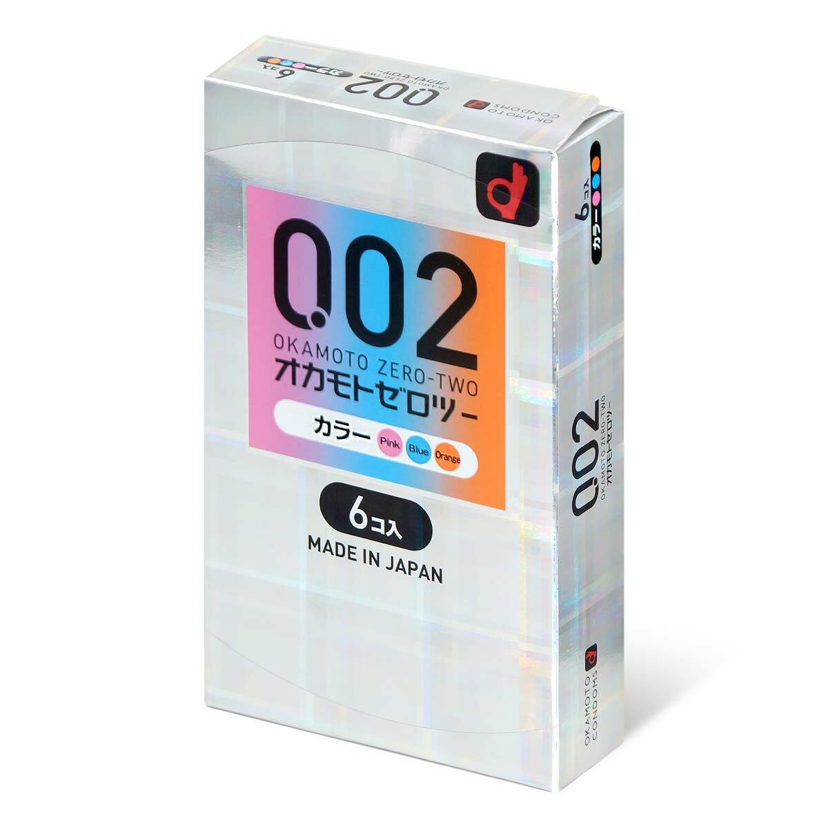 岡本 薄度均一 0.02 3-色系 (日本版) 6 片裝 PU 安全套-SING DR