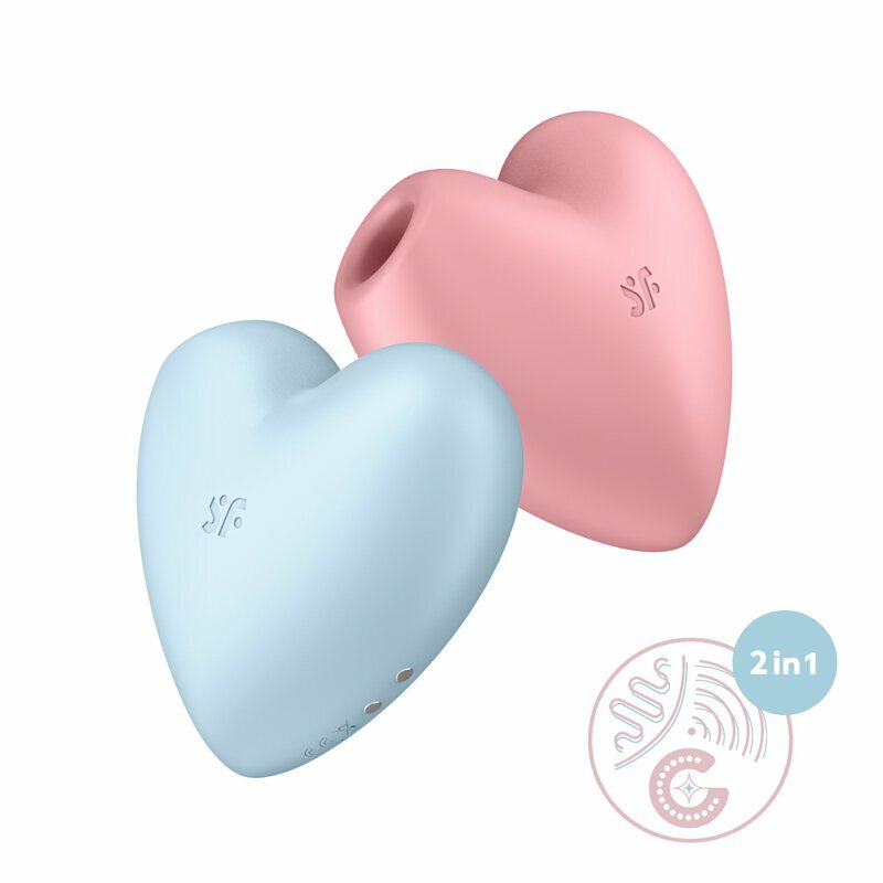 Satisfyer Cutie Heart 可愛心形吸啜震動器 (淺紅色/藍色)-SING DR