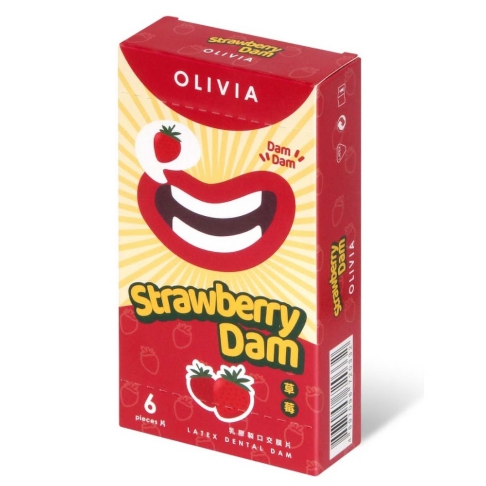 奧莉維亞 Olivia 草莓香味口交膜片，天然乳膠製造，6片裝，透薄設計，提升口愛快感與安全性。