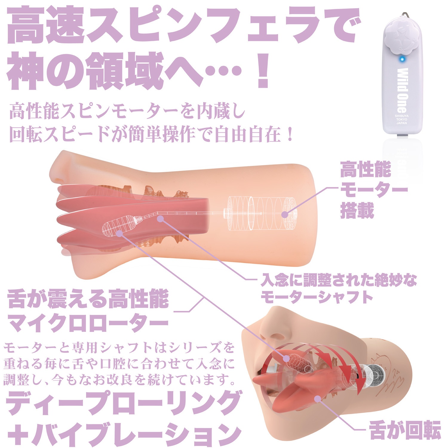 SSI Japan 神舌 水川堇 電動口交女優名器飛機杯，完美再現水川堇的性感嘴巴與舌頭動作，提供真實的口交體驗