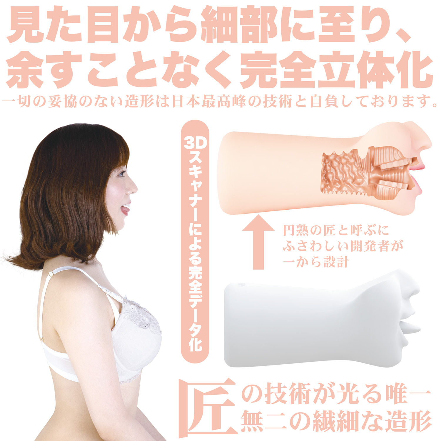 SSI Japan 神舌 小花のん 電動口交飛機杯，3D掃描重現真實快感，滾動微型轉子刺激。