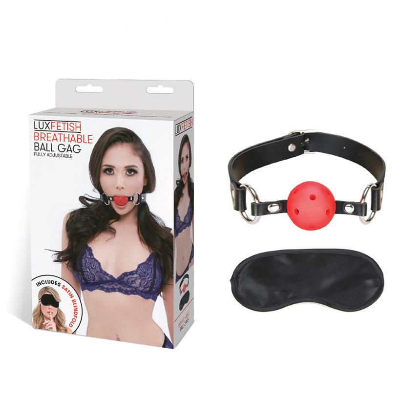 Lux Fetish 透氣口塞連眼罩 黑色/紅色-SING DR