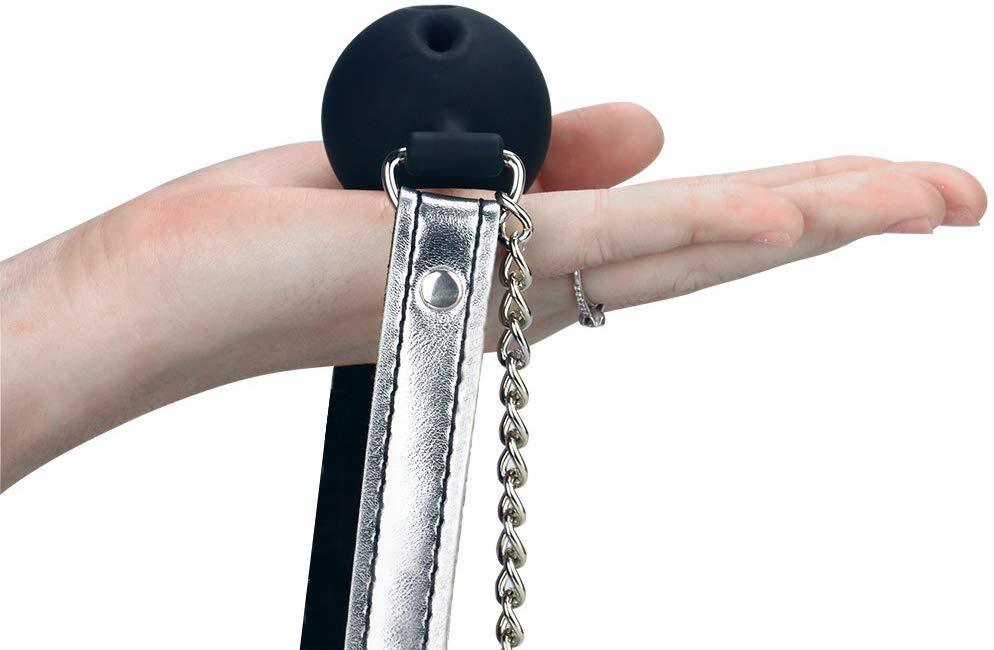 Lovetoy 口球塞乳頭鏈夾 銀色