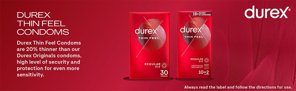 Durex Thin Feel Latex Condoms, Pack of 30