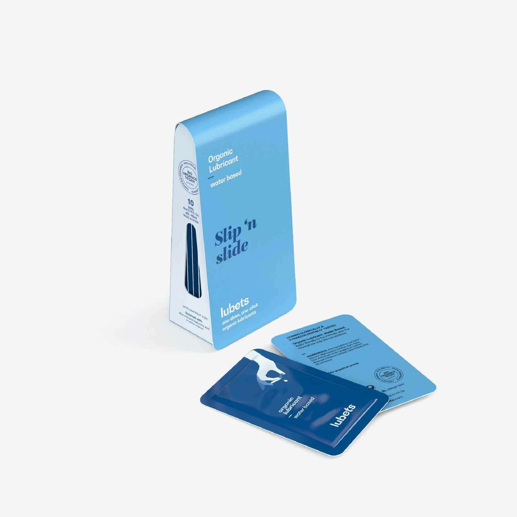 Lubets 天然有機水性潤滑液，低敏蘆薈修護，清爽不黏膩，可搭配玩具與安全套，10 片便攜裝，西班牙製造。