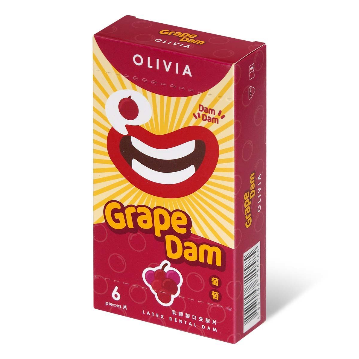 奧莉維亞 Olivia 葡萄香味口交膜片，天然乳膠，提供衛生隔離，6片裝，增添愉悅體驗。